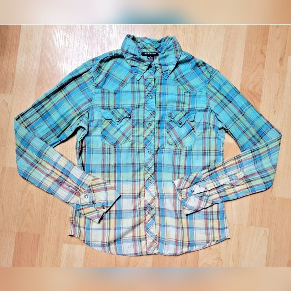 FREE W BUNDLE Sirens ombre dyed plaid shirt